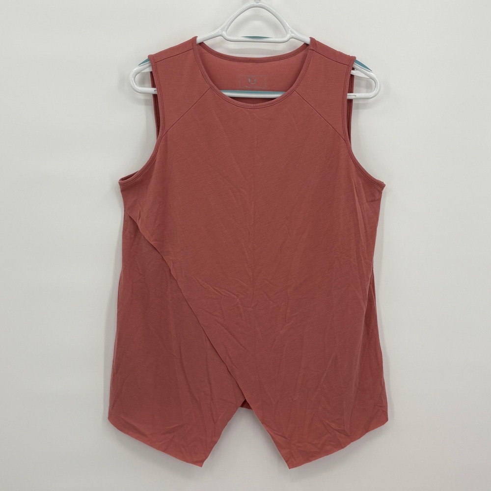 G by Giuliana Womens Rose Clay Crossover Tulip Hem Sleeveless Tank Top Large